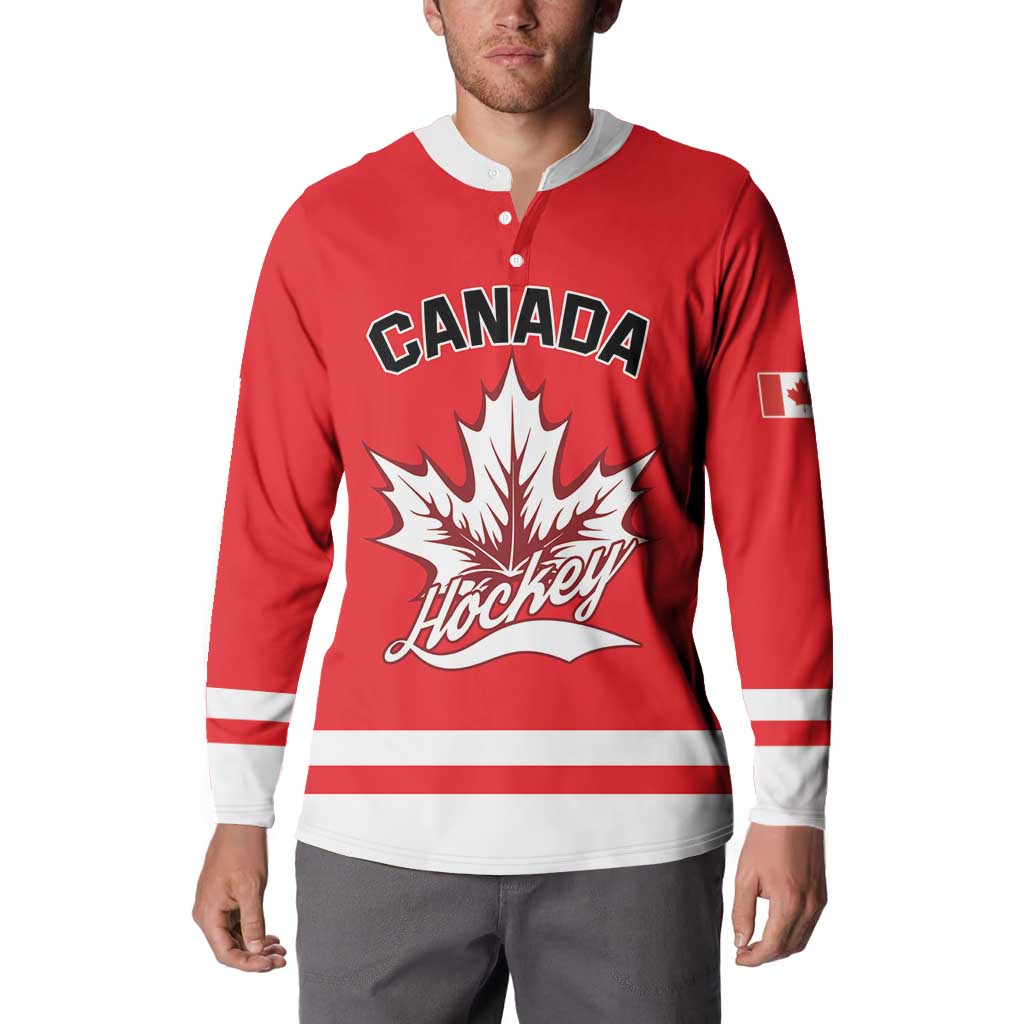 Custom Canada 2026 Hockey Button Sweatshirt Team Maple Leaf Red Version - Wonder Print Shop