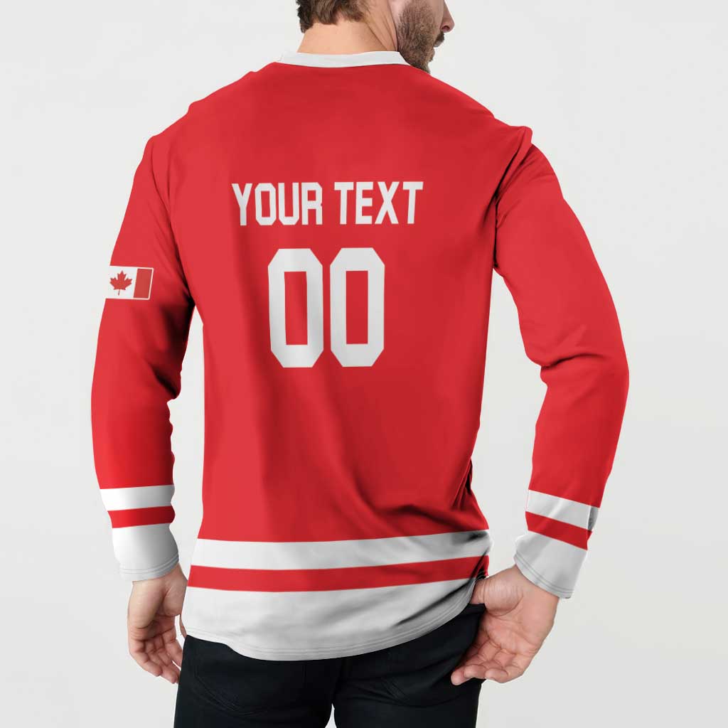 Custom Canada 2026 Hockey Button Sweatshirt Team Maple Leaf Red Version - Wonder Print Shop