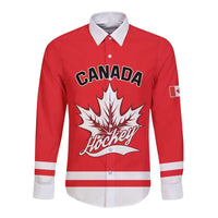 Custom Canada 2026 Hockey Long Sleeve Button Shirt Team Maple Leaf Red Version - Wonder Print Shop