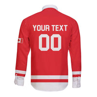 Custom Canada 2026 Hockey Long Sleeve Button Shirt Team Maple Leaf Red Version - Wonder Print Shop