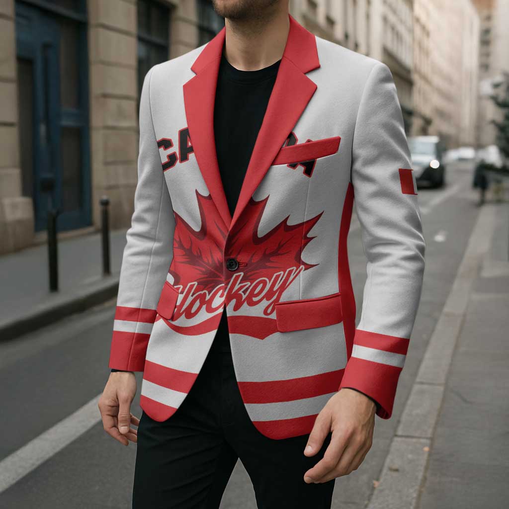 Custom Canada 2026 Hockey Blazer Team Maple Leaf White Version - Wonder Print Shop
