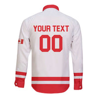 Custom Canada 2026 Hockey Long Sleeve Button Shirt Team Maple Leaf White Version - Wonder Print Shop