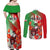 Iran Republic Day Couples Matching Off Shoulder Maxi Dress and Long Sleeve Button Shirt Asiatic Lion With Tulip Flower - Wonder Print Shop