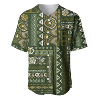 Green patchwork-pattern baseball jersey, short sleeves, button-front placket