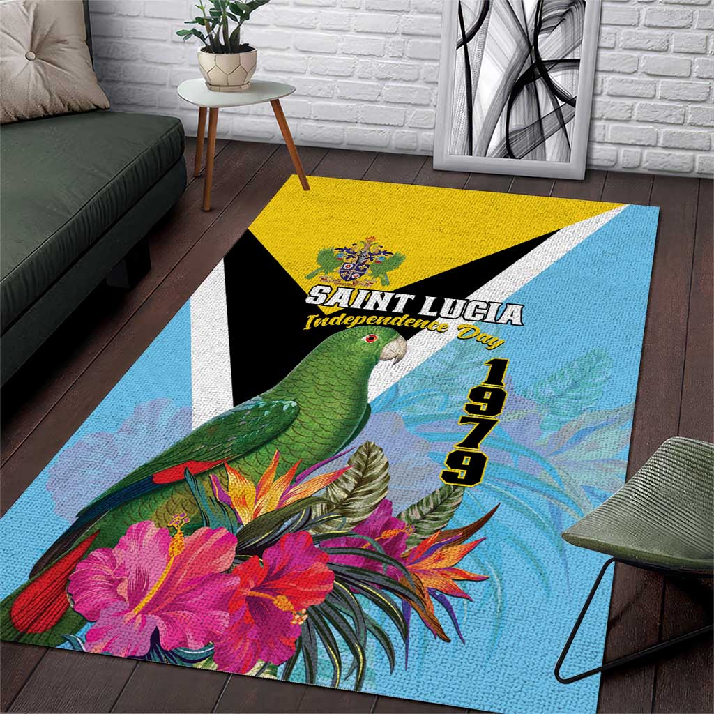 Saint Lucia Independence Day Area Rug Tropical Amazona Versicolor