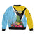 Personalized Saint Lucia Independence Day Bomber Jacket Tropical Amazona Versicolor