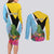 Personalized Saint Lucia Independence Day Couples Matching Long Sleeve Bodycon Dress and Long Sleeve Button Shirt Tropical Amazona Versicolor