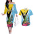 Personalized Saint Lucia Independence Day Couples Matching Off The Shoulder Long Sleeve Dress and Hawaiian Shirt Tropical Amazona Versicolor