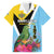 Personalized Saint Lucia Independence Day Family Matching Off The Shoulder Long Sleeve Dress and Hawaiian Shirt Tropical Amazona Versicolor