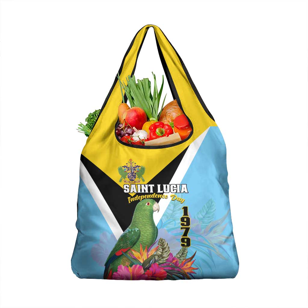 Saint Lucia Independence Day Grocery Bag Tropical Amazona Versicolor