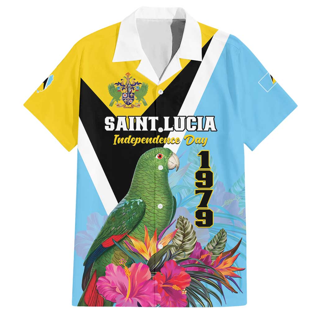 Personalized Saint Lucia Independence Day Hawaiian Shirt Tropical Amazona Versicolor