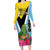 Personalized Saint Lucia Independence Day Long Sleeve Bodycon Dress Tropical Amazona Versicolor