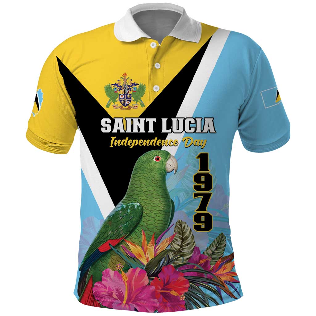 Personalized Saint Lucia Independence Day Polo Shirt Tropical Amazona Versicolor