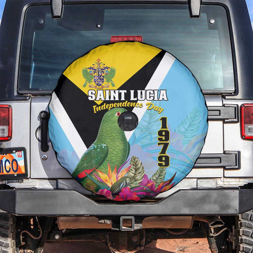 Saint Lucia Independence Day Spare Tire Cover Tropical Amazona Versicolor - Wonder Print Shop