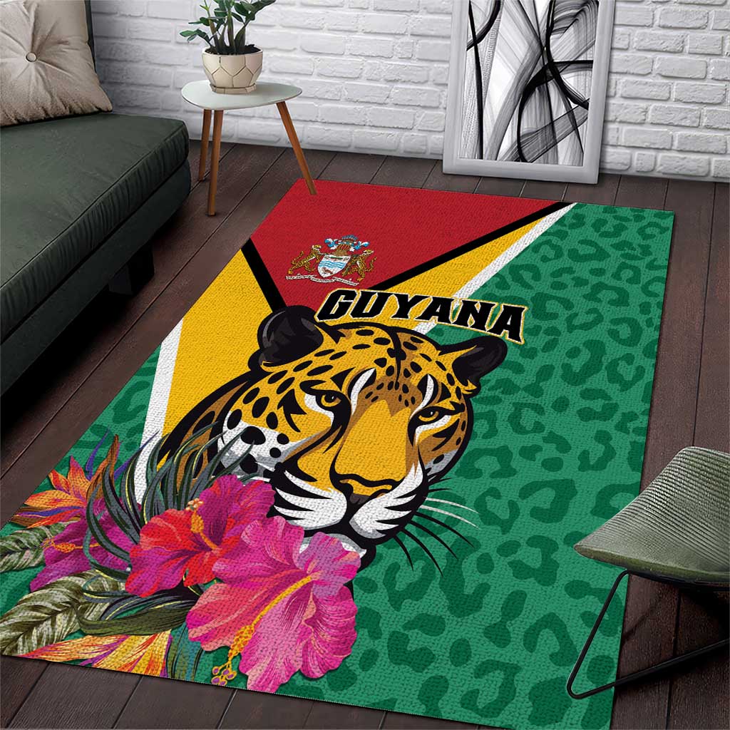 Guyana Area Rug Jaguar Tropical Flowers