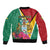 Personalized Guyana Bomber Jacket Jaguar Tropical Flowers