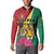 Personalized Guyana Button Sweatshirt Jaguar Tropical Flowers