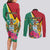 Personalized Guyana Couples Matching Long Sleeve Bodycon Dress and Long Sleeve Button Shirt Jaguar Tropical Flowers