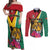 Personalized Guyana Couples Matching Off Shoulder Maxi Dress and Long Sleeve Button Shirt Jaguar Tropical Flowers