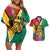 Personalized Guyana Couples Matching Off Shoulder Short Dress and Hawaiian Shirt Jaguar Tropical Flowers