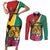 Personalized Guyana Couples Matching Short Sleeve Bodycon Dress and Long Sleeve Button Shirt Jaguar Tropical Flowers