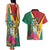 Personalized Guyana Couples Matching Tank Maxi Dress and Hawaiian Shirt Jaguar Tropical Flowers