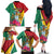 Personalized Guyana Family Matching Off The Shoulder Long Sleeve Dress and Hawaiian Shirt Jaguar Tropical Flowers