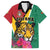 Personalized Guyana Family Matching Off The Shoulder Long Sleeve Dress and Hawaiian Shirt Jaguar Tropical Flowers