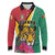 Personalized Guyana Long Sleeve Polo Shirt Jaguar Tropical Flowers