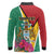 Personalized Guyana Long Sleeve Polo Shirt Jaguar Tropical Flowers