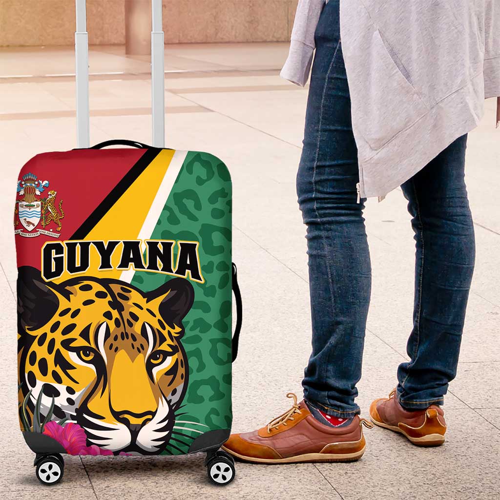 Guyana Luggage Cover Jaguar Tropical Flowers