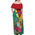 Personalized Guyana Off Shoulder Maxi Dress Jaguar Tropical Flowers