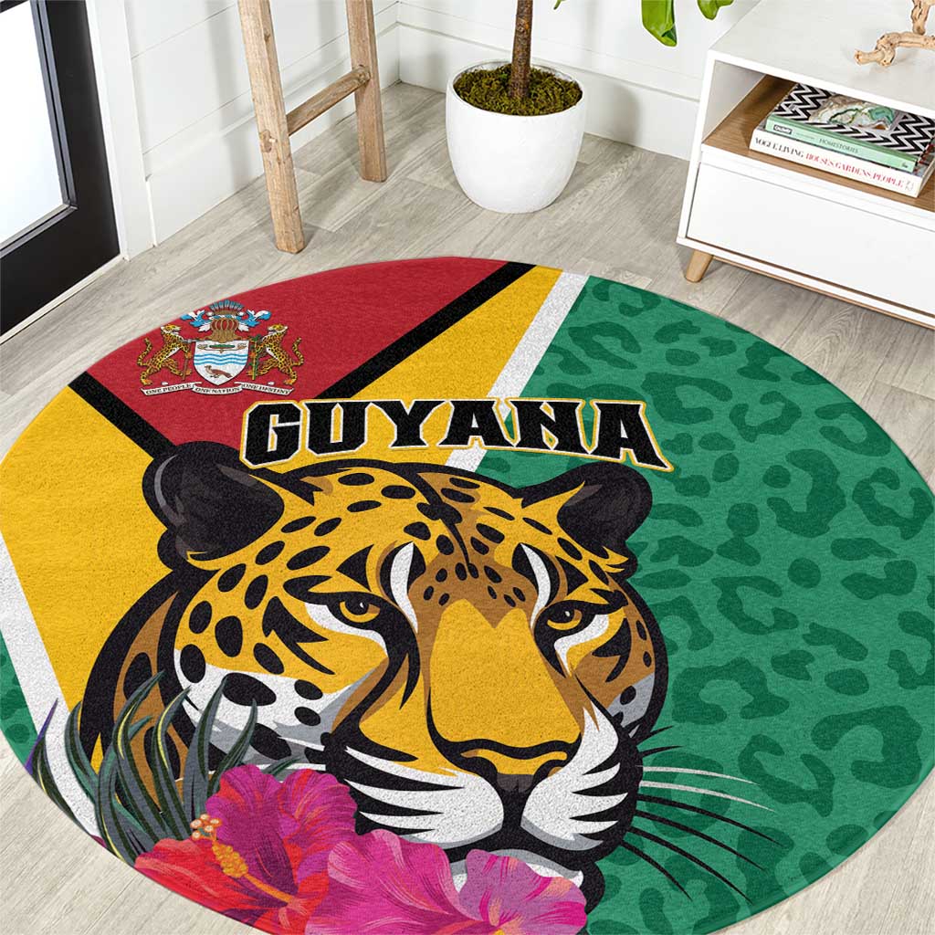 Guyana Round Carpet Jaguar Tropical Flowers - Wonder Print Shop