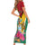 Personalized Guyana Short Sleeve Bodycon Dress Jaguar Tropical Flowers - Wonder Print Shop