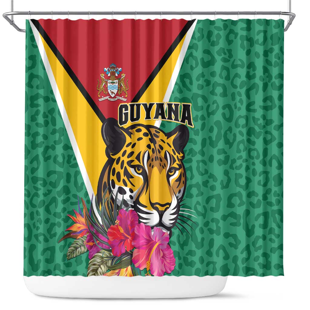 Guyana Shower Curtain Jaguar Tropical Flowers - Wonder Print Shop