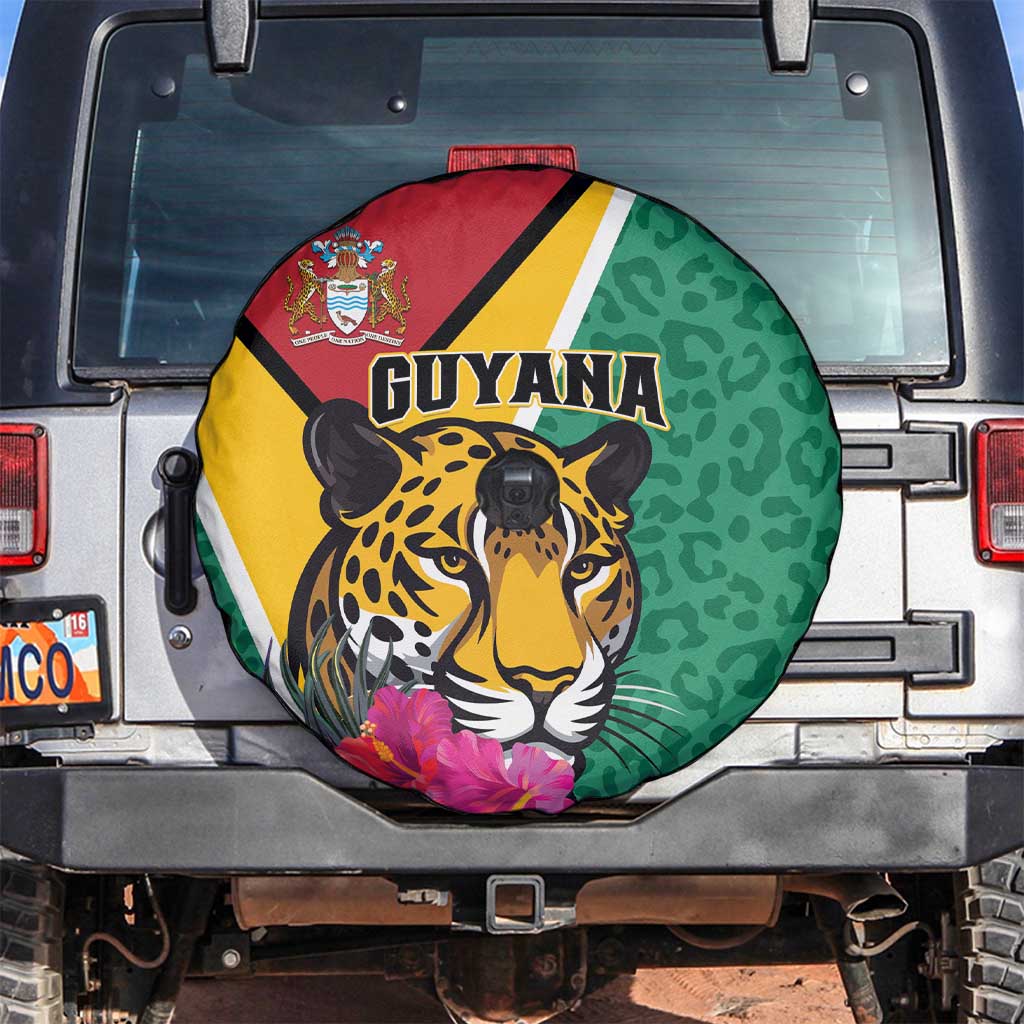 Guyana Spare Tire Cover Jaguar Tropical Flowers - Wonder Print Shop