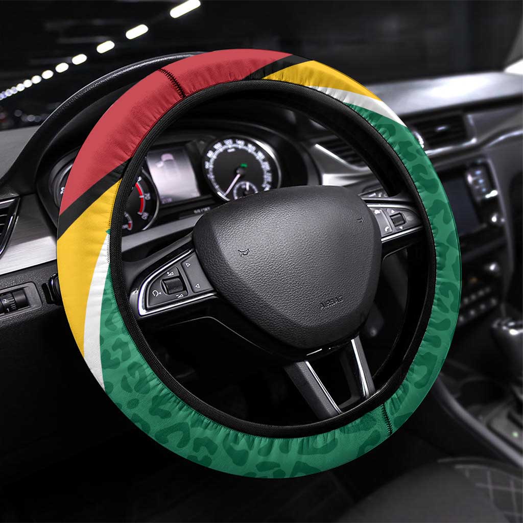 Guyana Steering Wheel Cover Jaguar Tropical Flowers - Wonder Print Shop