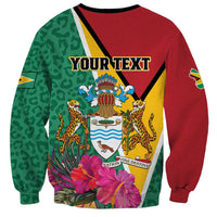 Unisex Guyana sweatshirt with crest, jaguars, YOUR TEXT, tropical flowers; red and green
