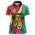 Personalized Guyana Women Polo Shirt Jaguar Tropical Flowers - Wonder Print Shop