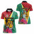 Personalized Guyana Women Polo Shirt Jaguar Tropical Flowers - Wonder Print Shop