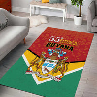 Guyana flag-style area rug, full rectangle showing 55th Republic Anniversary text