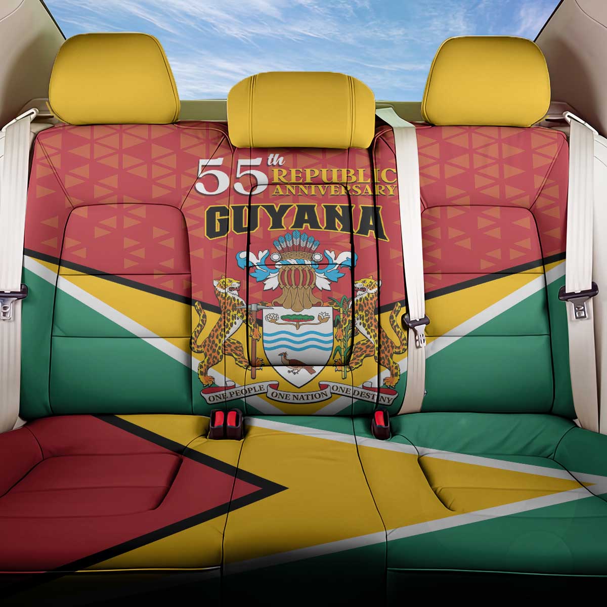 Guyana 55th Republic Anniversary Back Car Seat Cover Flag Style