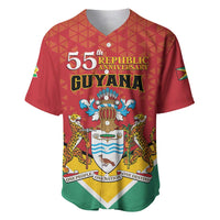 Red Guyana 55th Republic Anniversary baseball jersey with crest graphic