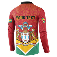 Red button sweatshirt back with 'YOUR TEXT' and Guyana crest graphic