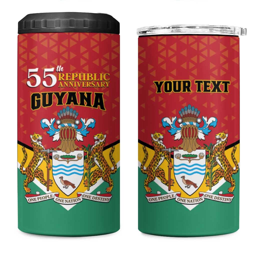 Personalized Guyana 55th Republic Anniversary 4 in 1 Can Cooler Tumbler Flag Style