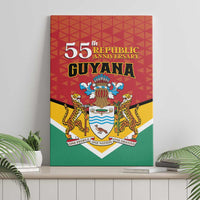 Framed canvas wall art, vertical Guyana flag design with 55th Republic Anniversary text
