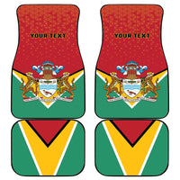 Set of four flag-style car mats with Guyana crest and red/green geometric design