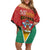 Personalized Guyana 55th Republic Anniversary Family Matching Off Shoulder Short Dress and Hawaiian Shirt Flag Style