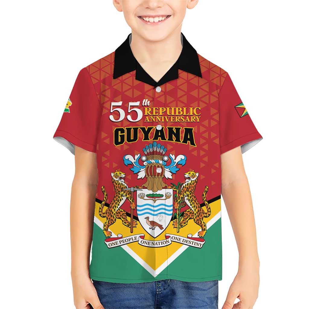 Personalized Guyana 55th Republic Anniversary Kid Hawaiian Shirt Flag Style