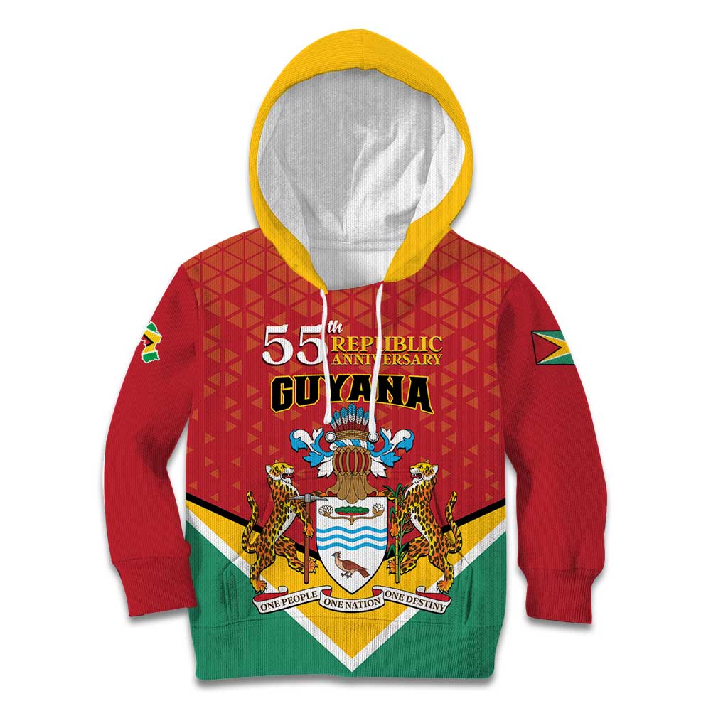 Personalized Guyana 55th Republic Anniversary Kid Hoodie Flag Style